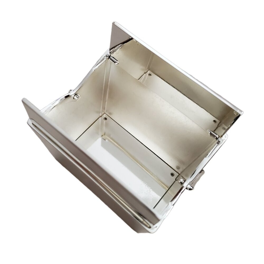 Silver-Plated Lacquer Chinese Takeout Box | Small To Go Box | New In Box (NIB) - Picture 4 of 7